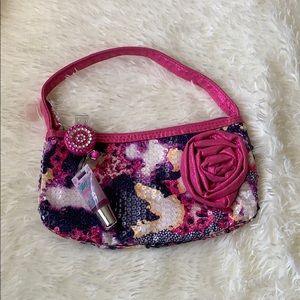 Justice flower bag w/lip gloss keychain
